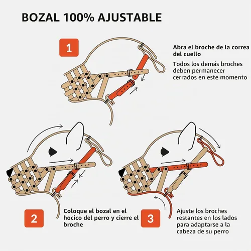 Vista 6 de CollarDirect - Bozal de cuero para boxeador y bulldog (marrón)