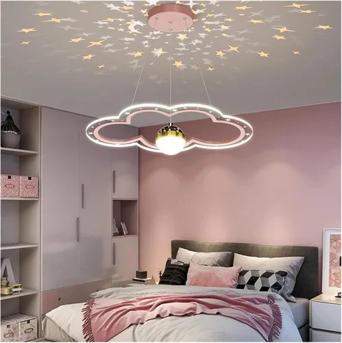 Vista 6 de Lsland Lights, Modern LED Chandelier for Kid's Bedroom Study Hall Cloud Flower Shape Indoor Lighting Lamp Luster Fixtures Starry Decor