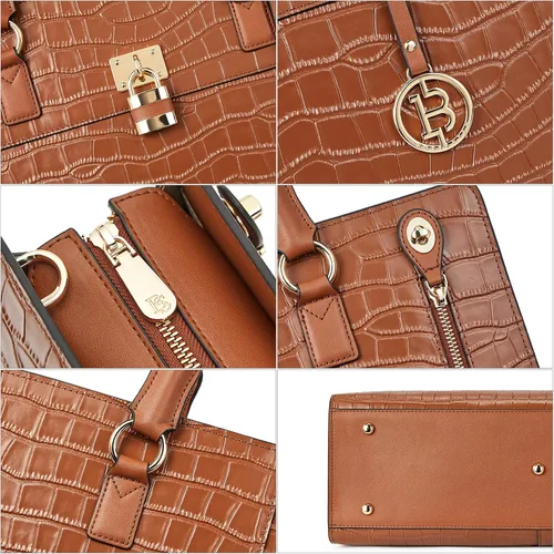 Vista 6 de BOSTANTEN Maletín para mujer 15.6 pulgadas cuero portátil bolsa vintage delgada abogada bolsa de negocios elegante bolso de trabajo
