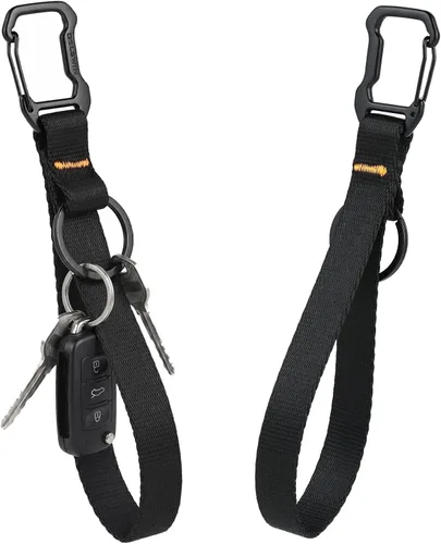 Vista 9 de DELSWIN Llavero de pulsera para llaves, correa de muñeca resistente con mosquetón y llavero, llavero negro