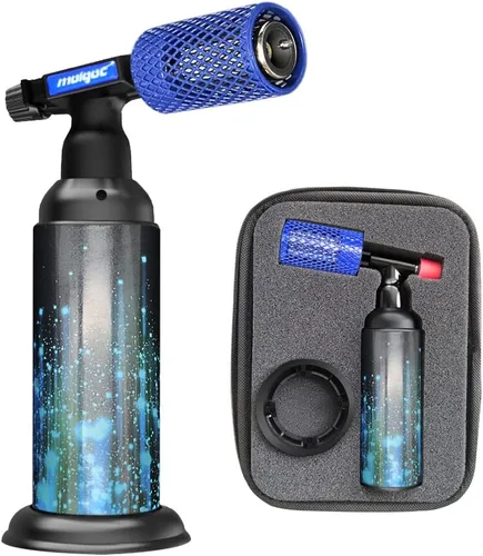 Vista 10 de Antorcha de butano con dispositivo anti-escaldadura, cubierta protectora de acero inoxidable, antorcha de cocina recargable, protección de llama
