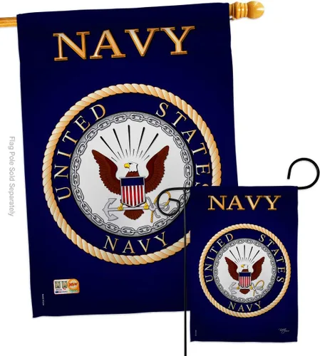 Vista 27 de Breeze Decor Bandera de jardín de 13 x 18.5 pulgadas, con licencia oficial de las Fuerzas Armadas de los Estados Unidos de la Marina de los Estados