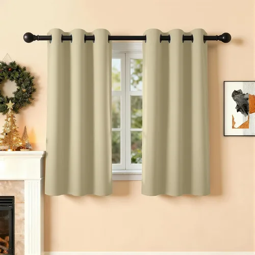 Vista 44 de Cortinas de oscurecimiento de habitación de 45 pulgadas de largo para dormitorio y sala de estar, cortinas térmicas aislantes con ojales