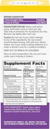 Vista 7 de Zarbee's Jarabe de saúco para niños, apoyo inmunológico diario con vitamina C y zinc, suplemento líquido para niños, sabor a bayas naturales, 4