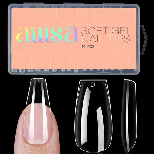 Vista 15 de AILLSA - Puntas de uñas de almendra medianas, 216 puntas de gel transparentes para bricolaje Full Cover, No Extra Filing Needed, Nails Extension