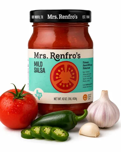 Vista 6 de Mrs. Renfro's Salsa suave, tarros de 16 onzas (paquete de 2) – Salsa de tomate suave sin gluten con pimientos y cebollas frescas – Salsa clásica