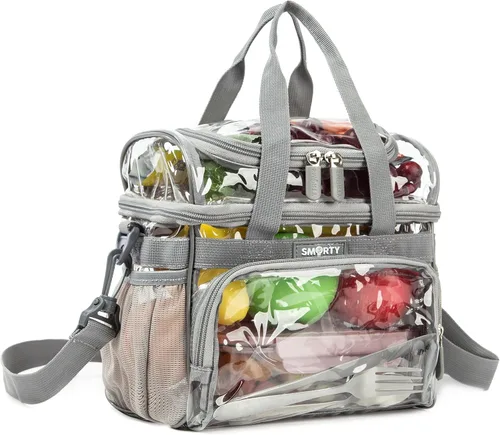 Vista 8 de J.CARP Mochila Transparente Resistente de Alta Capacidad, Bolsa Duradera y Transparente