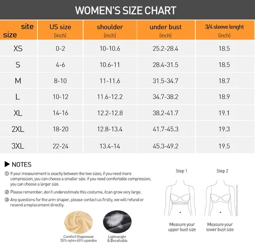Vista 6 de Modeladora de la parte superior del brazo postquirúrgico, mangas de compresión más delgadas, corrector de postura, moldeadora para mujer