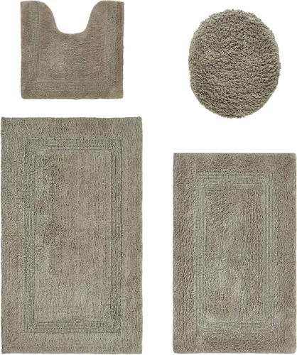 Vista 222 de Better Trends - Juego de 2 alfombras de baño 100% algodón, extra suaves, con borlas, de 17" x 24", alfombra de baño superabsorbente y reversible