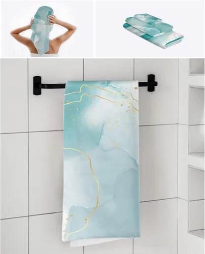 Vista 7 de Marble Agate Bath Towels for Bathroom Set - Luxury Towels Gifts for Women,Quick Dry Beach Kitchen Hand Hair Face Yoga Workout Gym Towel and Dish