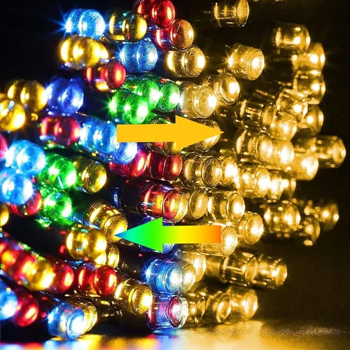 Vista 3 de Dazzle Bright 100 pies 300 luces LED de Navidad que cambian de color, tira de luces 2 en 1 con luz blanca cálida y multicolor, impermeables