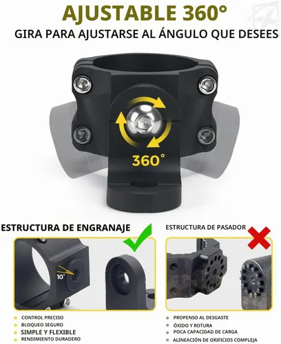 Vista 2 de Xprite Soporte de Montaje para Luz de Látigo, Soporte de Montaje de Látigo y Bandera UTV, Aluminio CNC Resistente Ajustable 360° para Barra