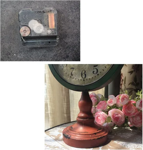 Vista 6 de Reloj de manto para sala de estar, reloj de escritorio retro para el hogar, dormitorio, silencioso, de hierro forjado, reloj de escritorio, reloj