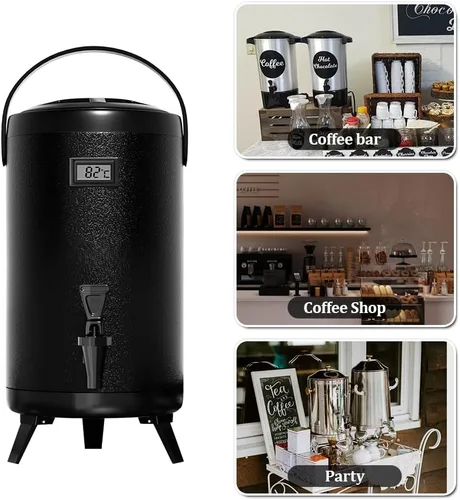 Vista 5 de Dispensador aislado de bebidas frías y calientes de 3.2 galones, dispensador térmico de bebidas para agua caliente/fría, bebidas de chocolate