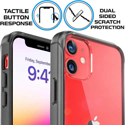 Vista 3 de REBEL Funda transparente para iPhone 12 Mini [Crystal Series Gen-2] sin amarillamiento, doble arañazos, protección a prueba de golpes, agarre