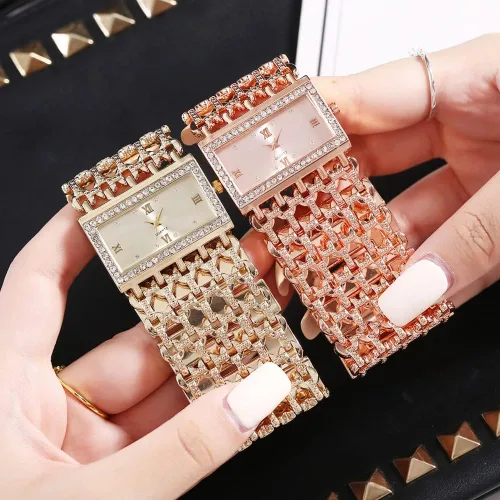 Vista 6 de Weicam Reloj de pulsera de cuarzo analógico con esfera cuadrada de cristal de lujo para mujeres y niñas