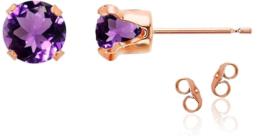 Vista 78 de Aretes de tuerca de plata de ley 925 chapados en oro de 14 quilates macizo, oro amarillo, blanco o rosa de 0.236 in Amatista