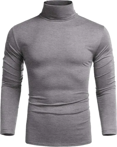 Vista 5 de COOFANDY Men's Casual Slim Fit Turtleneck T Shirts Lightweight Basic Cotton Pullovers