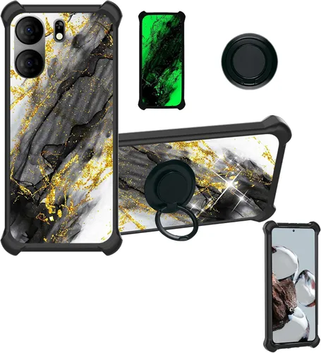 Vista 23 de Aroepurt Cricket Ovation 2 - Funda compatible con AT&T Maestro Max (2021) [PC duro + silicona suave] [purpurina dorada + luminosa] JSH-HDL