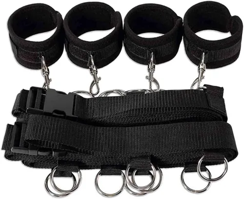 Vista 6 de Kit de sujeción de cama para adultos, para hombres, correas de cama de tamaño Queen para adultos, juego de colchón, kit de amarre para tobillos
