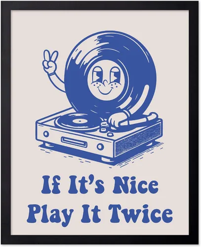 Vista 73 de Poster Master If It's Nice Play It Twice Poster - Retro Record Player Print - Turntable Art - Music Design - Blue Preppy Design - Trendy Artwork