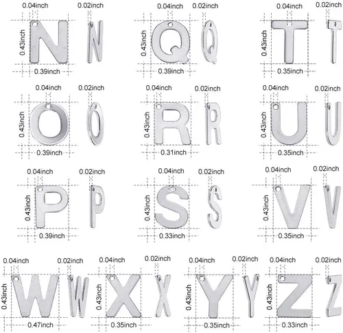 Vista 3 de DanLingJewelry 150 – 200 dijes de letras aleatorias de acero inoxidable 304 mezclados del alfabeto A-Z, surtidos para fabricación de joyas
