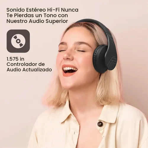 Vista 4 de PowerLocus - Audífonos Bluetooth sobre las orejas, auriculares inalámbricos plegables estéreo con cable y sin cable con micrófono incorporado, Micro