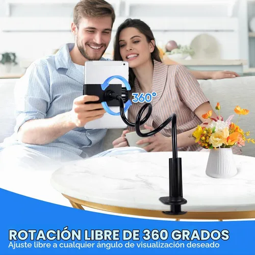 Vista 3 de Lazy Bracket Soporte para tableta de cuello de cisne para cama, soporte ajustable de brazo largo flexible de 360 grados para soporte de teléfono