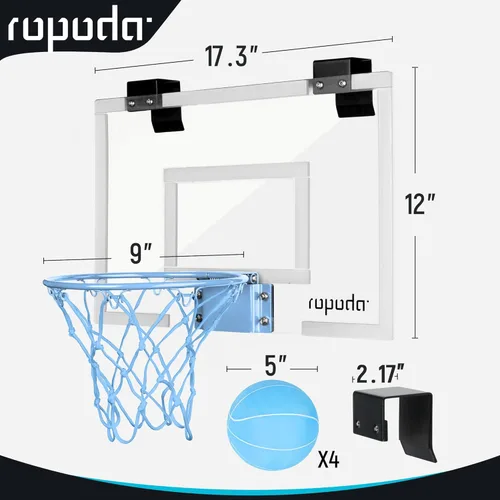 Vista 6 de ropoda Mini aro de baloncesto - Brilla en la oscuridad, aro de baloncesto sobre la puerta para interiores, tablero de baloncesto
