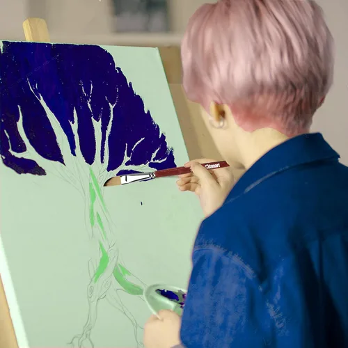 Vista 7 de Sdanart Pinceles de acuarela profesionales, 10 piezas de pinceles de pintura para artistas, incluyendo redondeados puntiagudos, planos, filbert