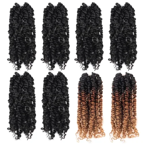 Vista 45 de TOYOTRESS Tiana Passion Twist Hair – 6 pulgadas, 2 piezas de trenzas de ganchillo pretrenzadas color negro natural, extensiones de cabello sintético