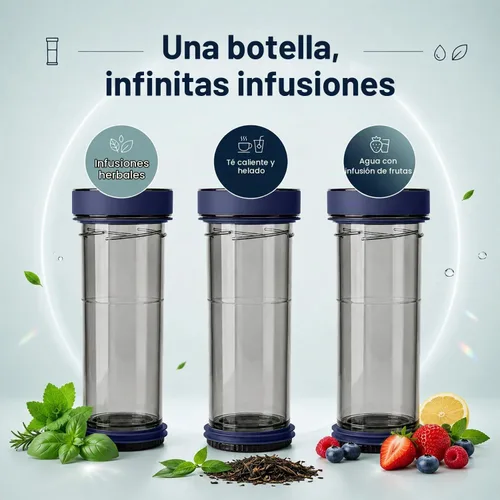 Vista 2 de VIVA Recharge - Vaso de té con infusor, botella de viaje, 16 onzas, color Azul