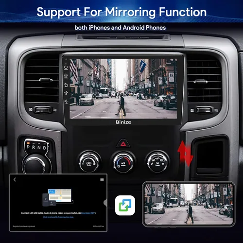 Vista 3 de Binize Android 13 - Estéreo para automóvil compatible con Dodge Ram 1500/2500/3500 Radio 2013 2014 2015 2016 2017 2018, unidad principal de radio