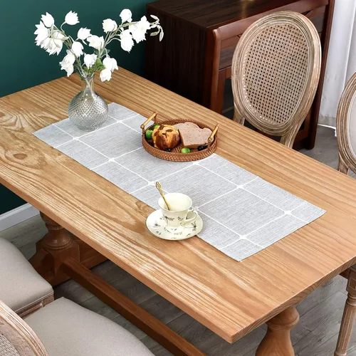 Vista 11 de NEWISHER Camino de mesa pequeño bordado rústico a cuadros de 36 pulgadas 13x36inch Table Runners, Farmhouse Checkered Coffee Table Runners, Runner