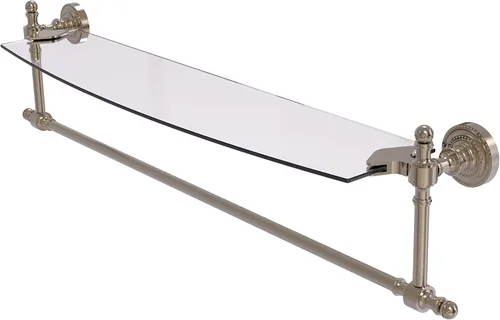 Vista 8 de Allied Brass RD-33TB/18-BBR Retro Dot Collection - Estante de cristal integrado para toallero, 18 pulgadas, bronce cepillado