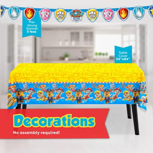 Vista 4 de Suministros y decoraciones para fiestas de Paw Patrol, suministros de fiesta de cumpleaños de Paw Patrol, sirve para 16 invitados, con licencia