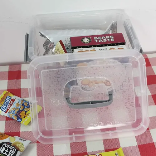 Vista 4 de Jekiyo - Recipiente de almacenamiento de plástico transparente, 6 cuartos de galón, contenedor de caja de cierre con tapa, paquete de 4