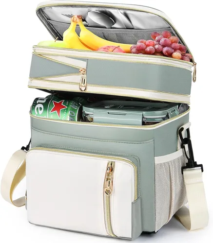 Vista 11 de Lonchera y bolsa de almuerzo para mujeres y hombres, lonchera grande aislada para adultos, a prueba de fugas, bolsa enfriadora para el trabajo