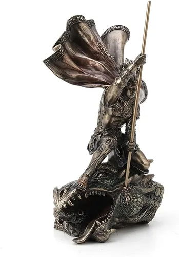 Vista 7 de Veronese Design Estatua de fantasía de Saint George The Dragon Slayer de 11 3/8 pulgadas, resina bronceada fundida en frío, decoración del hogar
