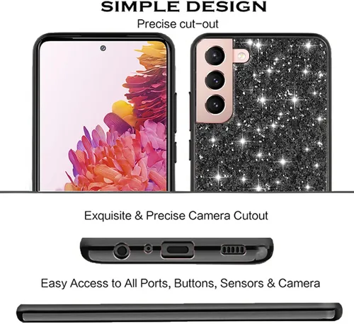 Vista 7 de Funda compatible con Samsung S21 Plus con purpurina a prueba de golpes, para Samsung Galaxy S21 Plus, funda protectora delgada de TPU suave