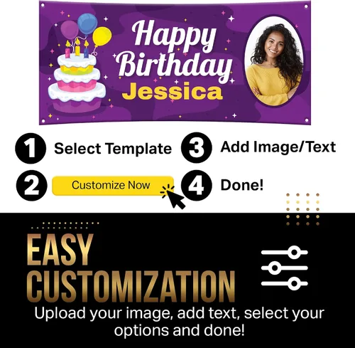 Vista 2 de Cartel de Celebración Personalizado de DOT4DOT - Personalizado para Cartel de Feliz Cumpleaños, Niños, Boda, Fiestas, Gran Inauguración, Graduación