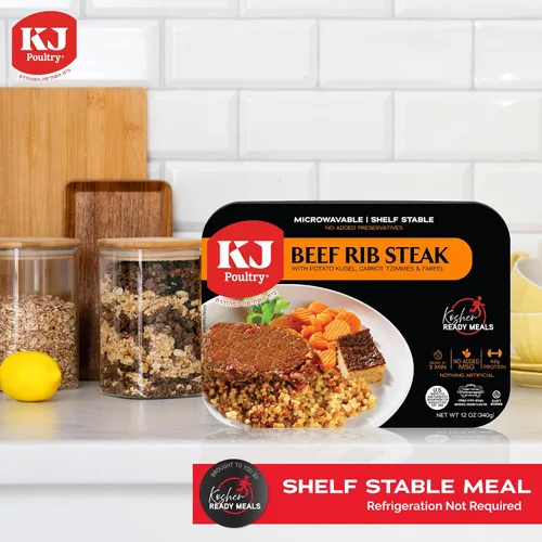 Vista 5 de KJ Poultry Comidas preparadas Kosher – Carne de carne y kugel de ternera, comidas de carne MRE listas para comer, comida de shabbos (paquete de 1)