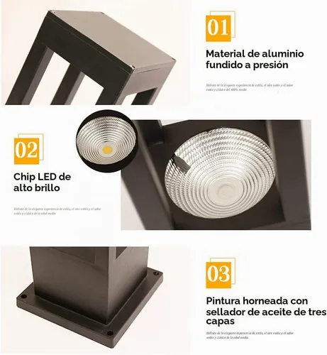 Vista 3 de SLAWA Lámpara Moderna de Poste para Exteriores, Luces LED de Columna para Exteriores con Carcasa de Aluminio IP55 Impermeable Luces de Pilar