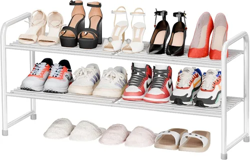 Vista 13 de Estante organizador de zapatos de acero inoxidable de metal Negro