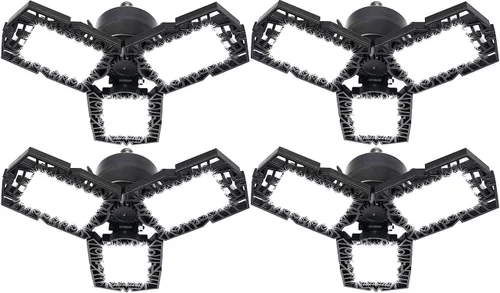 Vista 5 de Luces LED de garaje de 50 W - 5000 lúmenes, 6500 K, luz diurna, iluminación LED de techo de garaje de tres hojas, paquete de 2
