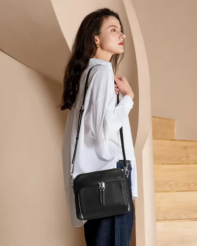 Vista 2 de befen - Bolsos cruzados de cuero genuino para mujer, bolso pequeño cruzado para el hombro con billetera RFID incorporada
