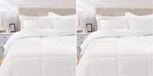 Vista 9 de Amazon Basics - Juego de ropa de cama de 3 piezas, Micromink Sherpa, ultrasuave, edredón cálido para todas las estaciones, tamaño Full/Queen, negro