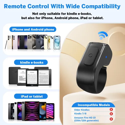 Vista 7 de Anillo girador de páginas para Kindle, control remoto para iPhone, iPad, tabletas Android, lectores electrónicos, girador de páginas para Kindle