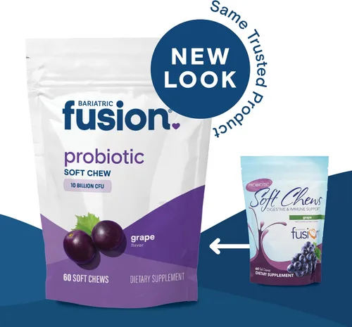 Vista 8 de Bariatric Fusion Masticables blandos probióticos Vitamina bariátrica masticable con sabor a uva 10 mil millones de UFC Bacillus coagulans