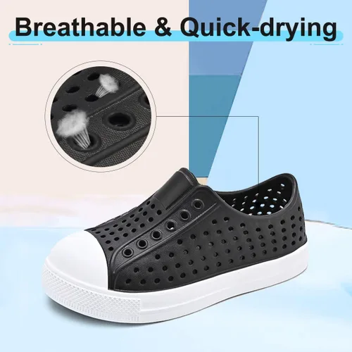Vista 2 de QLZ Zapatos de agua para niños y niñas, sandalias de jardín, zapatos de goma, zapatos de playa, antideslizantes, ligeros, transpirables, de secado